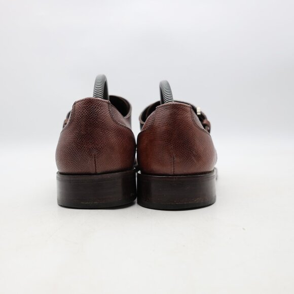 Salvatore Ferragamo Men\'s US Size 9 D Brown Leather Double Monk Strap Shoes